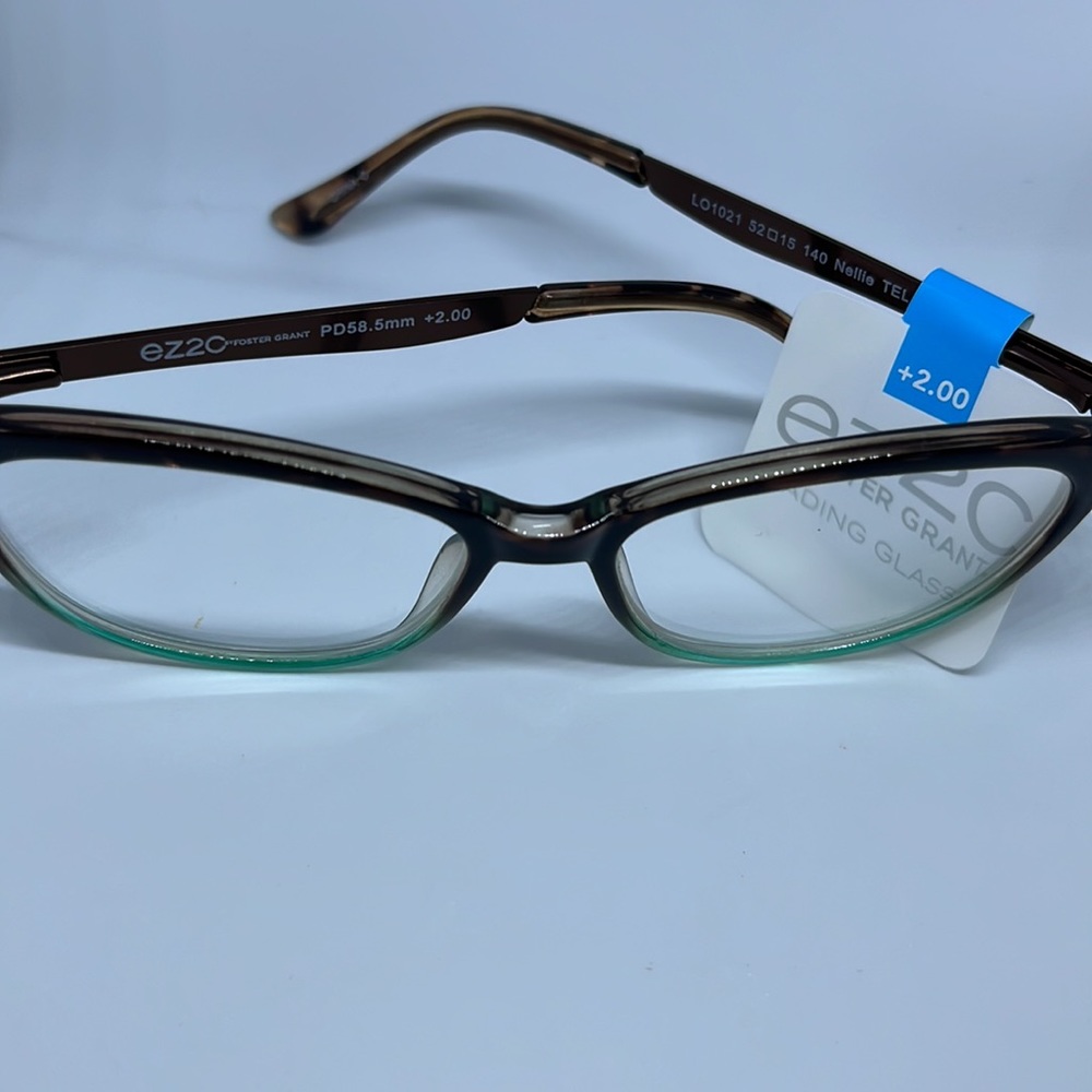 NWT Foster Grant Women's EZ2C NELLIE TEL Reading Glasses +2.00 Teal Black - Picture 6 of 7